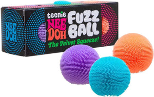 Schylling Teenie NeeDoh Fuzz Ball – Mini Sensory Toy with a Velvet Texture and Soft Cloud Squish – Color May Vary; Three Fuzz Balls Per Pack