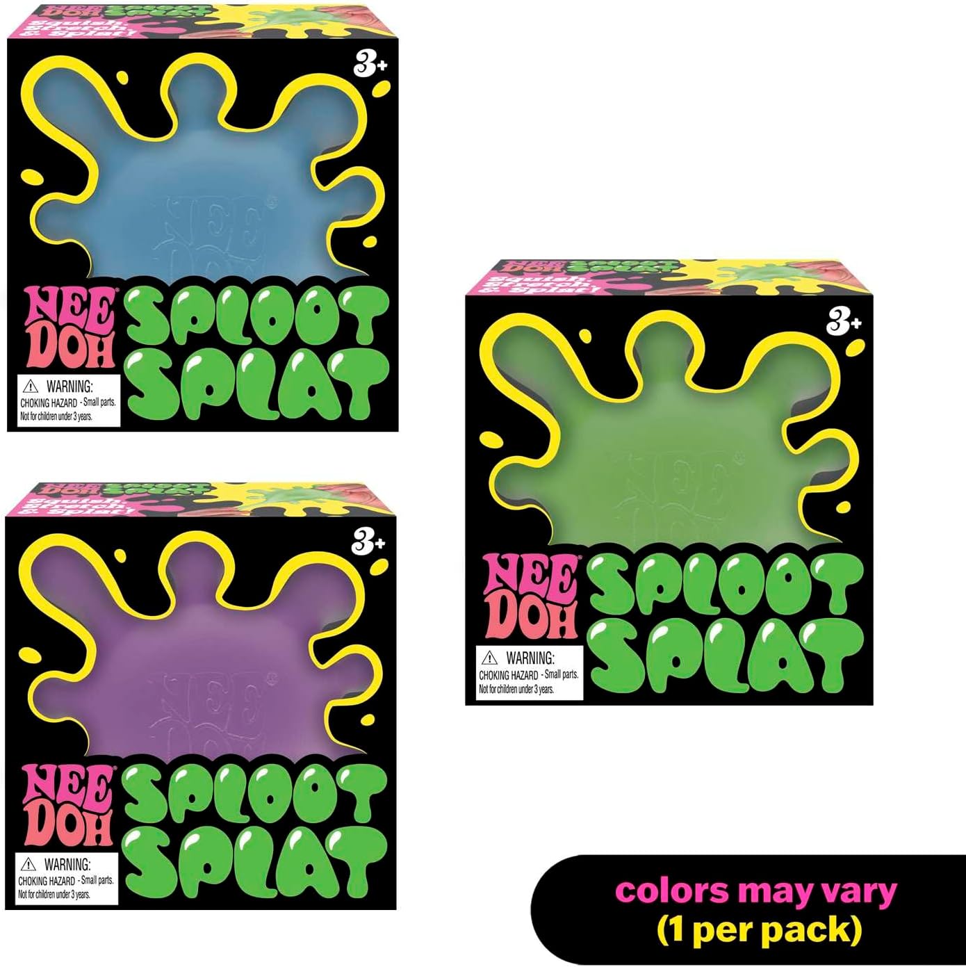 Schylling NeeDoh SplootSplat -The Splat That Sploots – Sensory Toy to Squish. Squeeze. and Pull – Ages 3 and Up – Color May Vary; One Per Pack