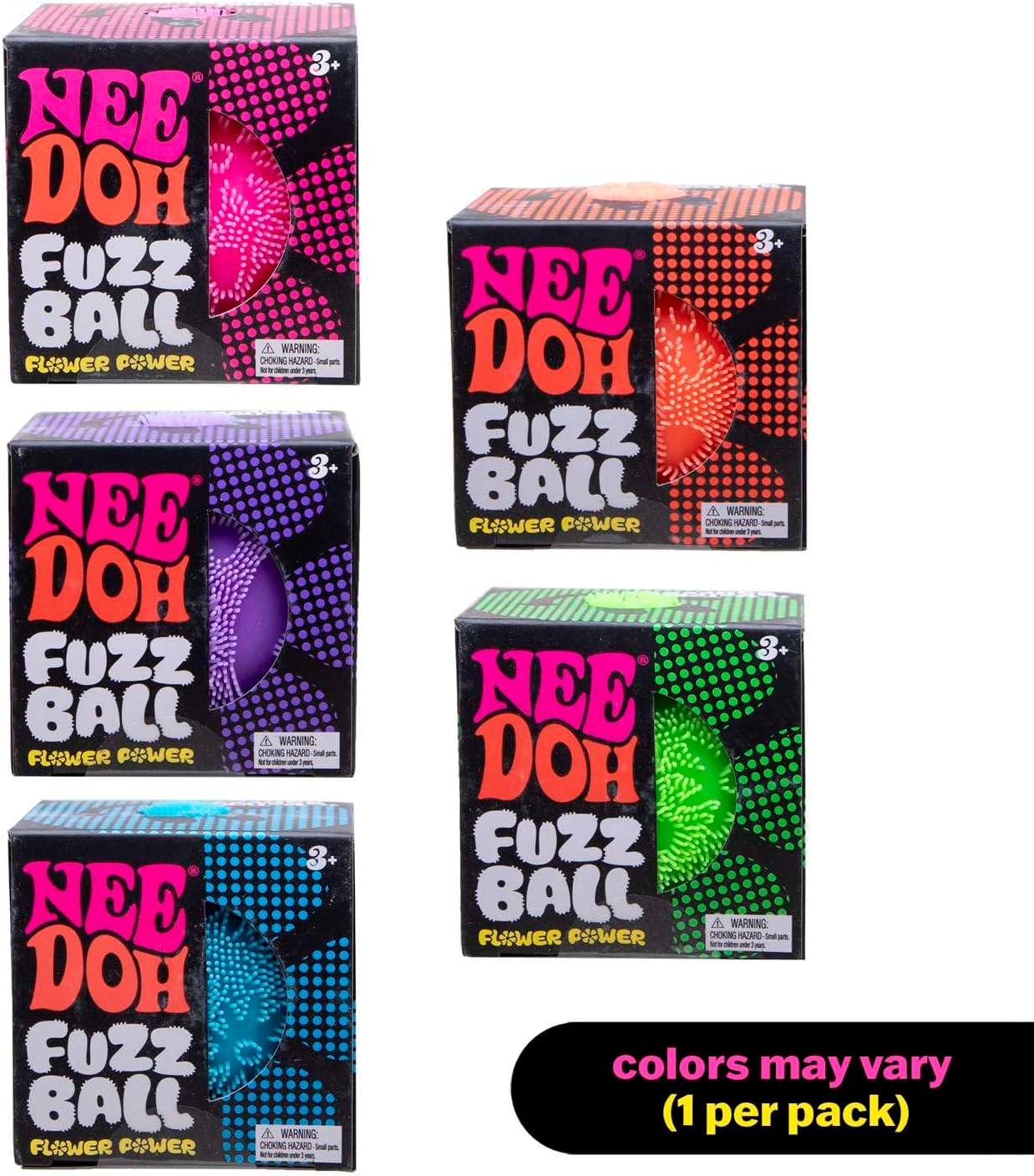 Schylling NeeDoh Fuzz Ball – Sensory Toy with a Velvet Texture and Soft Cloud Squish – Wavy Pattern You Can See and Feel – Ages 3 and Up – Color May Vary; One Per Pack (Flower Power)