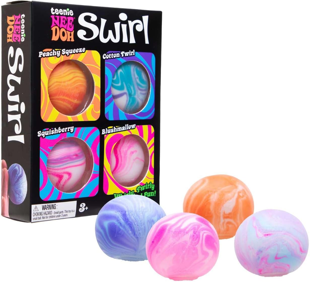 Schylling NeeDoh Teenie Swirl 4 Pack – Sensory Squeeze Toy – 1.5 in Diameter – Colors May Vary