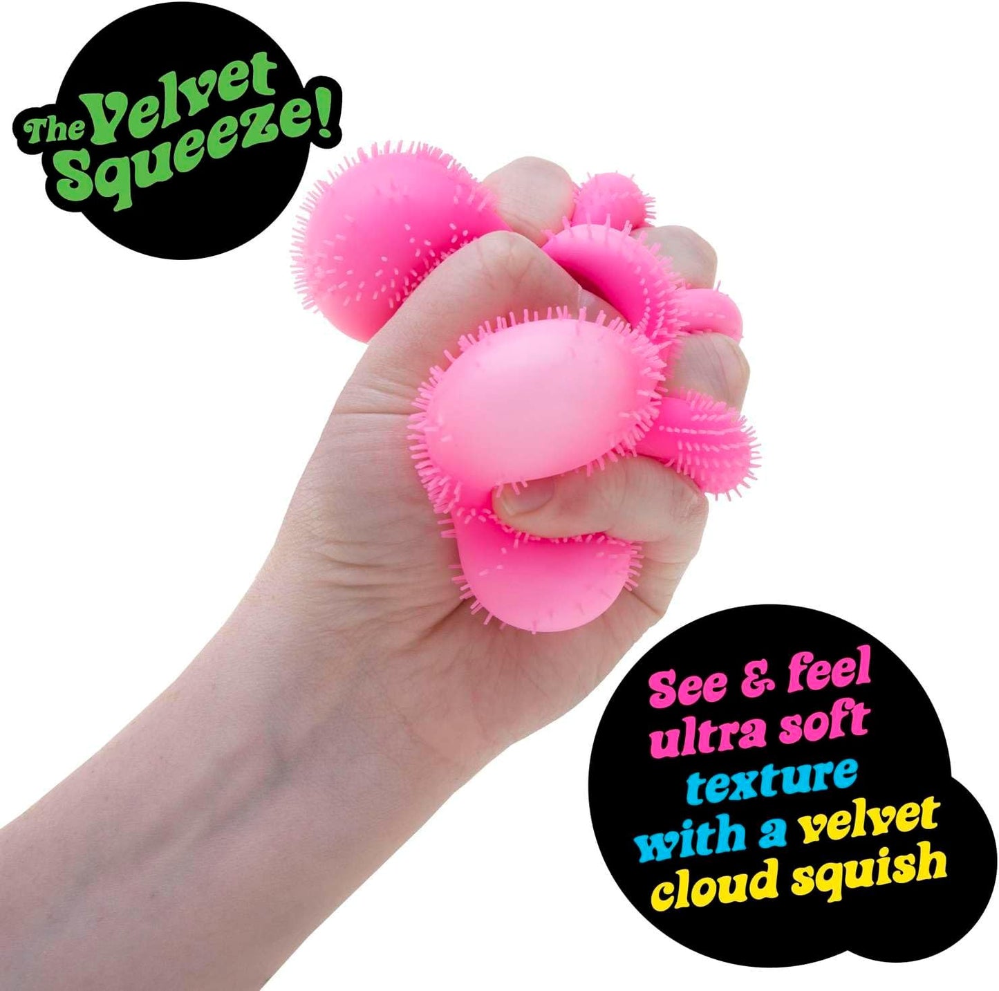 Schylling NeeDoh Fuzz Ball – Sensory Toy with a Velvet Texture and Soft Cloud Squish – Wavy Pattern You Can See and Feel – Ages 3 and Up – Color May Vary; One Per Pack (Flower Power)
