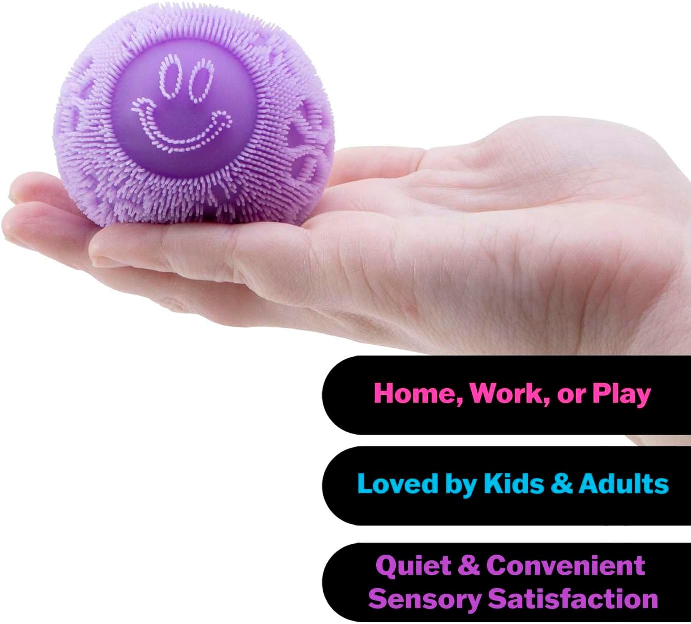 Schylling NeeDoh Fuzz Ball – Sensory Toy with a Velvet Texture and Soft Cloud Squish – Wavy Pattern You Can See and Feel – Ages 3 and Up – Color May Vary; One Per Pack (Flower Power)