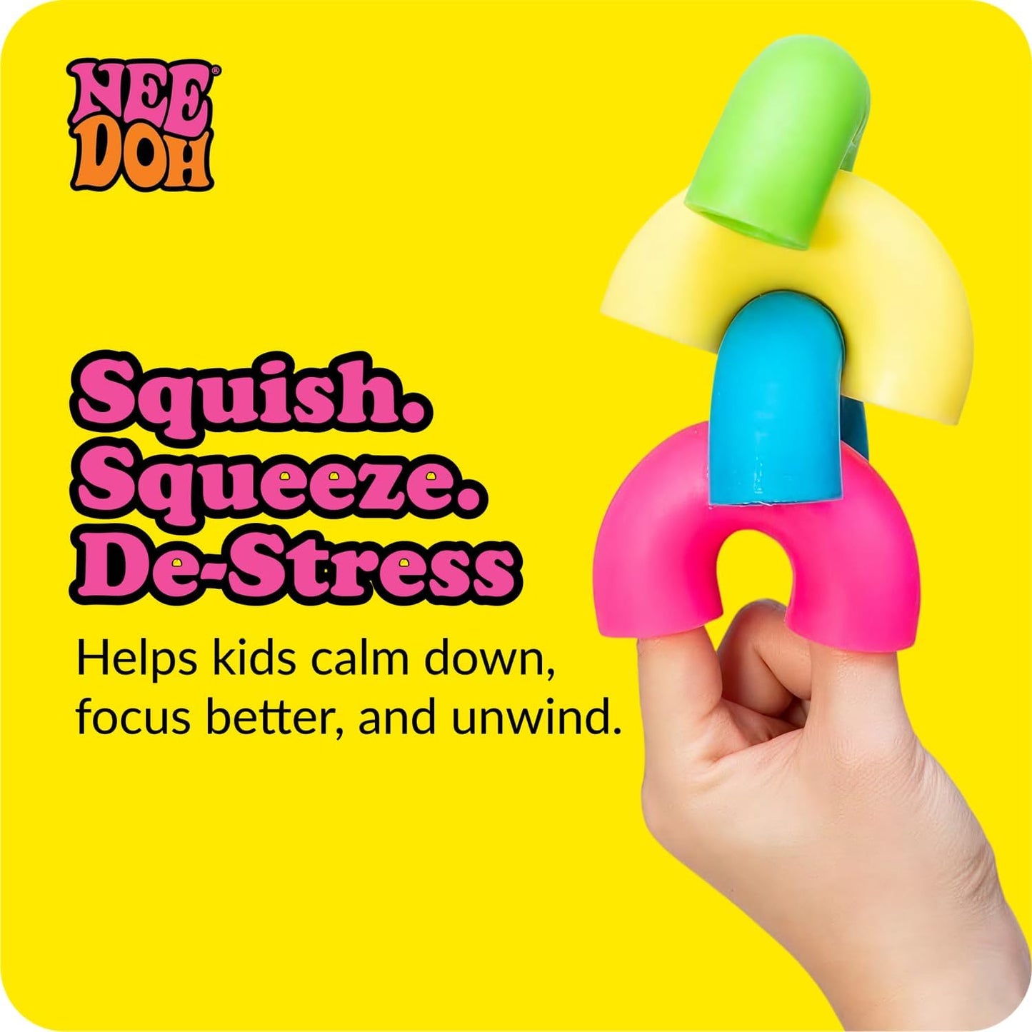 Schylling NeeDoh Mac ‘N- Squeeze – Sensory Squeeze Toy – Contains 4 Squishy Noodles – 3 Wide – Color May Vary (Pack of 1)