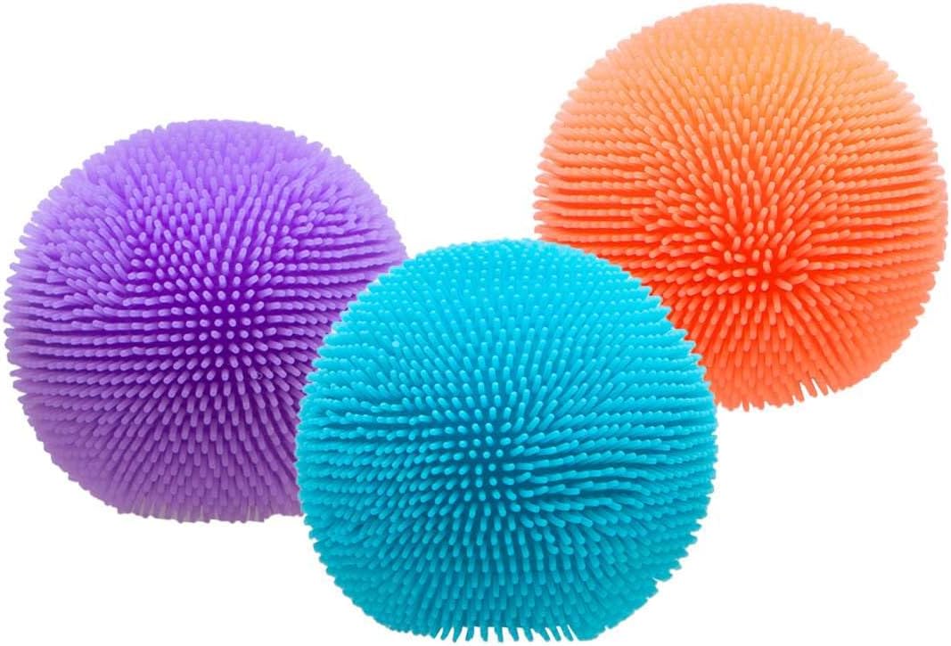 Schylling Teenie NeeDoh Fuzz Ball – Mini Sensory Toy with a Velvet Texture and Soft Cloud Squish – Color May Vary; Three Fuzz Balls Per Pack