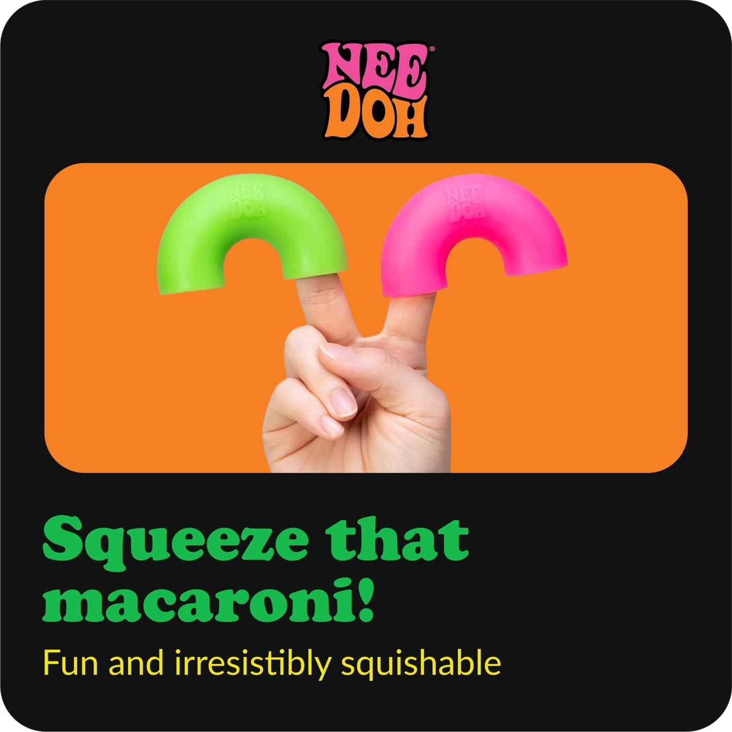 Schylling NeeDoh Mac ‘N- Squeeze – Sensory Squeeze Toy – Contains 4 Squishy Noodles – 3 Wide – Color May Vary (Pack of 1)