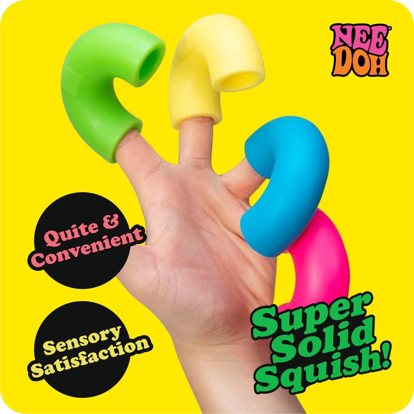 Schylling NeeDoh Mac ‘N- Squeeze – Sensory Squeeze Toy – Contains 4 Squishy Noodles – 3 Wide – Color May Vary (Pack of 1)